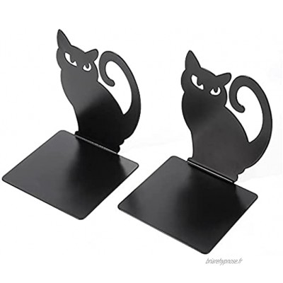 xiuginFU 1 lot de serre-livres persans en métal noir creux pour livres lourds antidérapants décoratifs 1 paire de serre-livres en forme de chat persan