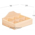 Boîte de rangement en bois – Boîte de rangement ouverte avec 6 compartiments boîte de rangement de bureau en bois pour fournitures de bureau boîte à bijoux