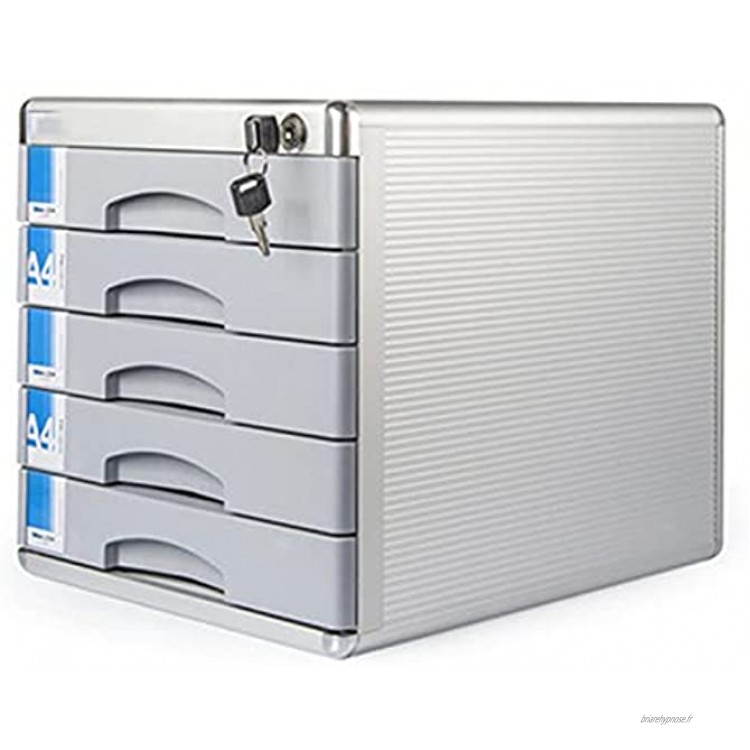 Classeurs Module Classement 5 tiroirs verrouillables Fichier de données Armoire de rangement en alliage d'aluminium 30x36x30.5cm Bleu bibliothèque