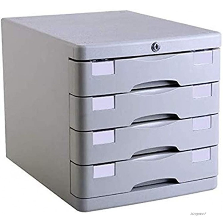 Module de rangement Classeurs 4 tiroirs en plastique Unité tiroir de bureau Papier Sorter Meuble de rangement Organisateur Gris clair Mobilier de bureau