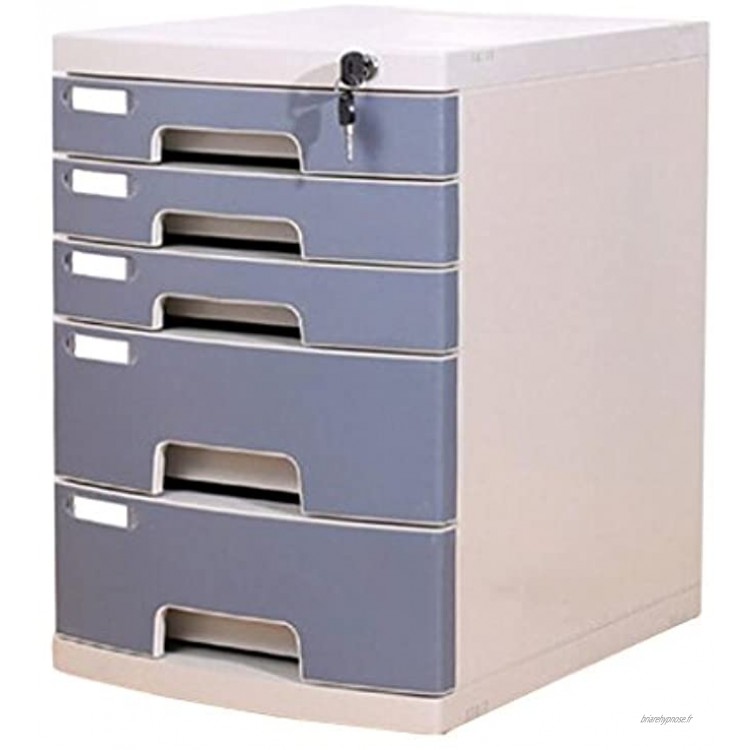 Armoire de bureau Boîte de rangement en plastique de bureau de Cabinet de bureau multi-couche avec le tiroir de serrure Xuan worth having Color : Gray