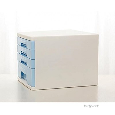 Boîtes à fiches Armoires de classement de bureau 4ème étage tiroir A4 en plastique de stockage de bureau de mode frais Couleur : Bleu clair
