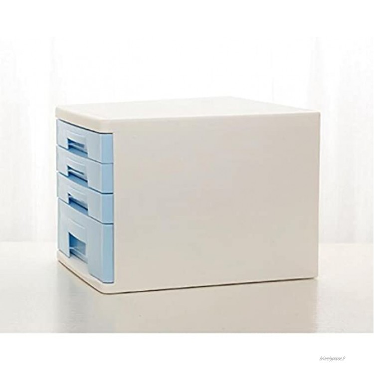 Boîtes à fiches Armoires de classement de bureau 4ème étage tiroir A4 en plastique de stockage de bureau de mode frais Couleur : Bleu clair