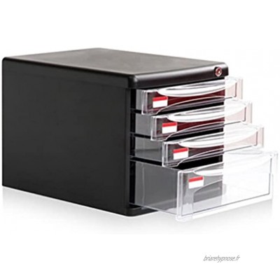 Boîtes à fiches Armoires de fichier de bureau tiroir transparent bureau boîte de rangement en plastique A4 verrouillable 4e étage