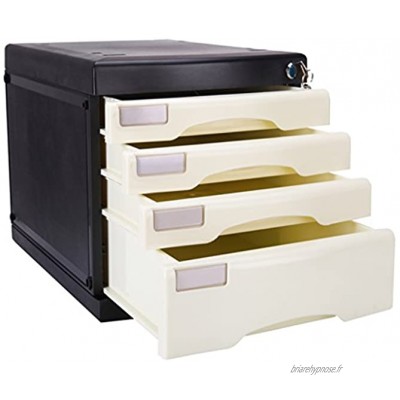 Boîtes à fiches Classeur avec serrure 4 couches Armoire de rangement tiroir tiroirs Beige