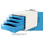 Boîtes à fiches Classeur de bureau 4 couches Tiroir de bureau A4 Armoires de rangement de bureau Papeterie Couleur : Bleu