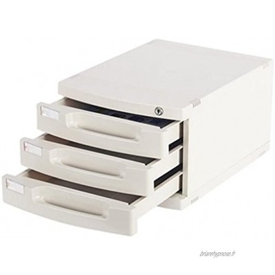 Boîtes à fiches Fichier Cabinet 3 couches avec serrure de bureau en plastique Boîte de rangement Tiroir Papeterie Fournitures de bureau Armoires de classement