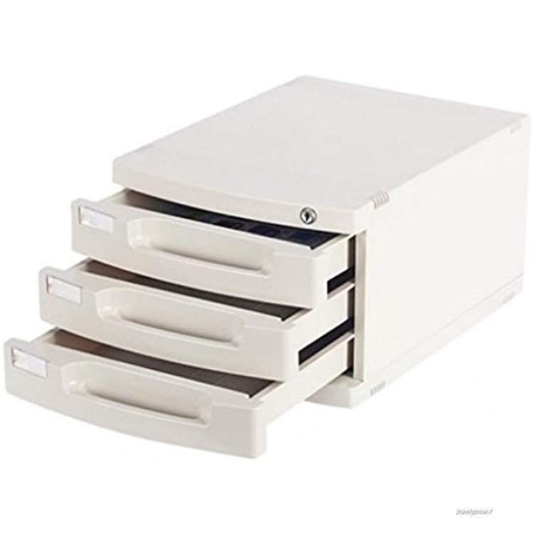 Boîtes à fiches Fichier Cabinet 3 couches avec serrure de bureau en plastique Boîte de rangement Tiroir Papeterie Fournitures de bureau Armoires de classement