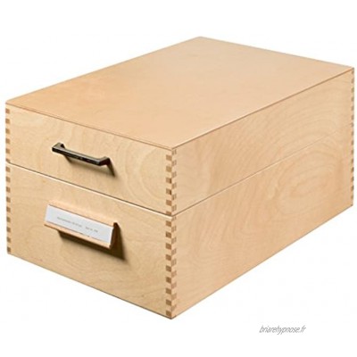 HAN 1005 boîte à fiches en bois DIN A5 horiz. pour 1.500 fiches fond métallique séparateur bois naturel