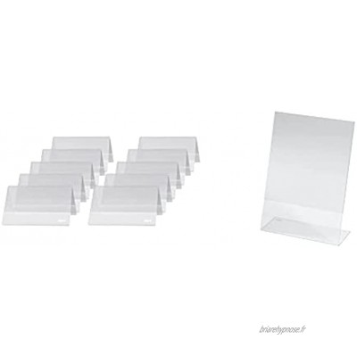 SIGEL TA136 Lot de 10 Présentoirs chevalets de table 10 x 6 x 5,5 cm transparent & TA212 Présentoir incliné de table 21,5 x 15 x 6,5 cm acrylique transparent