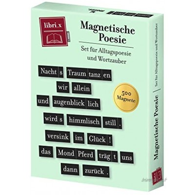 Libri_x Poésie magnétique | Set pour la poésie quotidienne et la magie de mots | 500 aimants pour tableau magnétique tableau mémo ou réfrigérateur | dans une boîte cadeau