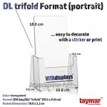 Taymar Présentoir à prospectus Porte-brochures Format DIN long Lot de 2 DIN Lang DL Transparent