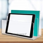 fdsfd Porte-documents de bureau en acrylique transparent avec 2 compartiments multifonction durable et beau 21,5 x 11,2 x 13,8 cm