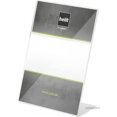 Helit Porte-menu A5 avec pied en L Transparent