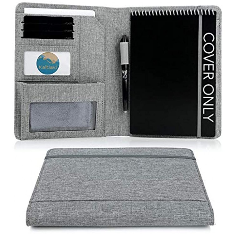 Étui folio pour Rocketbook Flip Taille exécutive organiseur de carnet avec boucle pour stylo porte-cartes de visite mini poche zippée pour chiffon en microfibre 22.9 x 17.8 cm gris