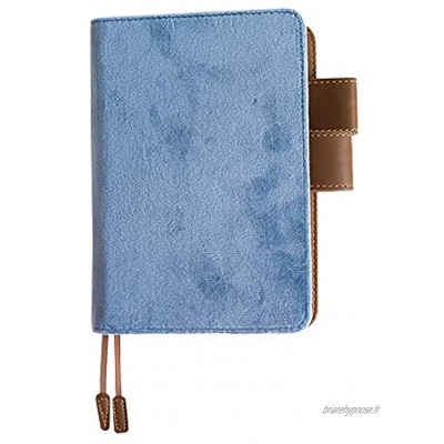Porte-documents A6 en velours français pour carnet de notes en tissu pour fille Bleu fumé