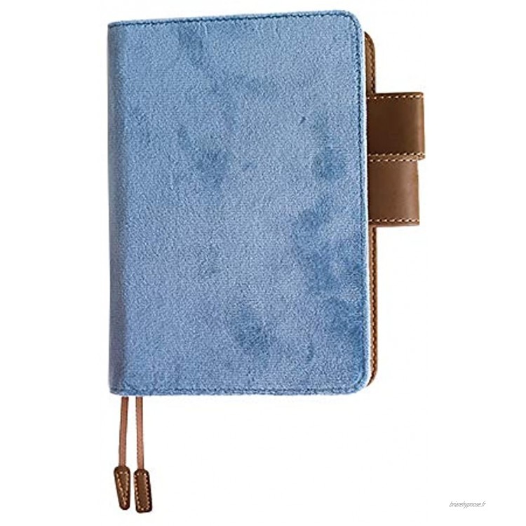 Porte-documents A6 en velours français pour carnet de notes en tissu pour fille Bleu fumé