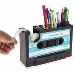 Créatif Pot à Crayons Forme Cassette Rétro,Distributeur de cassette Porte-stylo de cassette Pot crayons Papeterie Conteneur de rangement de bureau Avec du ruban adhésif,Papeterie de Bureau Cadeaux