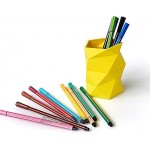 Fablcrew Pot à Crayons en Silicone Porte-Stylo Géométrique Boite de Rangement Stylo pour Bureau Orange