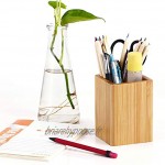 Pot à crayons en bois de bambou multi-usage pour bureau carré