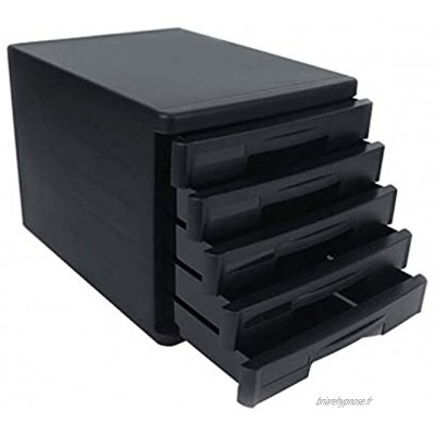 GAOLILI Classeurs Module Classement Armoire de Bureau Organisation du Meuble de Rangement en Plastique à 5 tiroirs Gris Noir 26.5X34.4X24.9cm Casiers de Rangement Color : Black