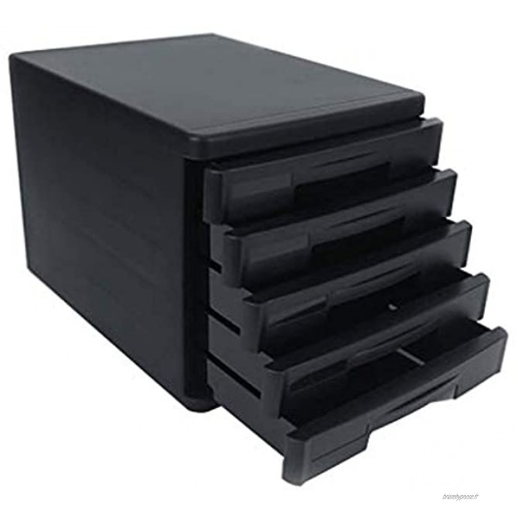 GAOLILI Classeurs Module Classement Armoire de Bureau Organisation du Meuble de Rangement en Plastique à 5 tiroirs Gris Noir 26.5X34.4X24.9cm Casiers de Rangement Color : Black
