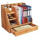 Zengest Organiseur de bureau multifonction DIY Office en bois avec tiroir boîte de rangement pour bureau 32,6 x 23,9 x 29,1 cm