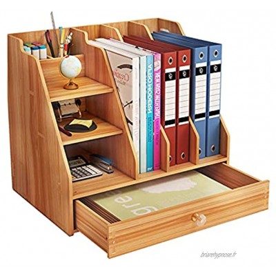 Zengest Organiseur de bureau multifonction DIY Office en bois avec tiroir boîte de rangement pour bureau 32,6 x 23,9 x 29,1 cm