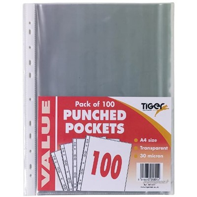 500 X A4 Pochettes perforées en plastique transparent en verre Poly poche document Papier Fichiers