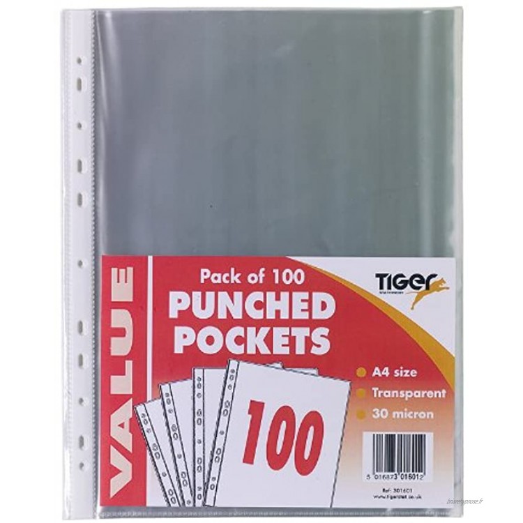 500 X A4 Pochettes perforées en plastique transparent en verre Poly poche document Papier Fichiers