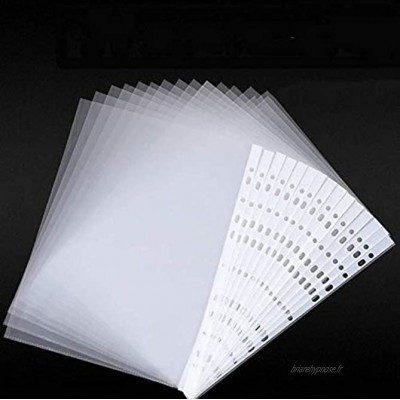 Coollooda Lot de 100 pochettes perforées A4 en polyropylène avec ouverture sur le dessus Transparent 3 C