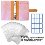 Lot de 12 enveloppes en plastique transparent avec reliure en cuir PU pour ordinateur portable sacs en vrac avec système d'enveloppe budgétaire rose