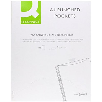 Q Connect Punched Pochette Verre TransparentLot de 100