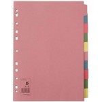 5 Star Subject Dividers Multipunched Manilla Board 10-Part A4 Assorted [Pack of 25]