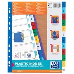 Elba 100204813 Lot de 25 paquets de 12 intercalaires en plastique de 1 à 12 Multicolore Format A4 XL