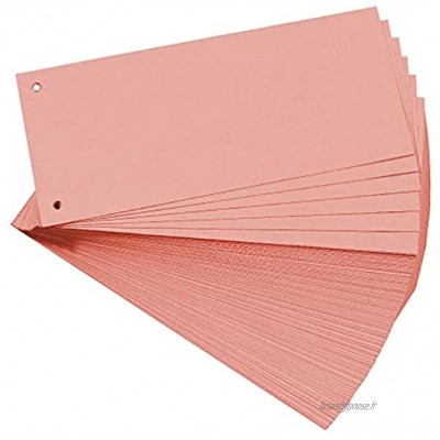 EXACOMPTA 13435B Paquet de 100 fiches intercalaires perforées 180g papier recyclé Forever unies à l'italienne 10,5 cm x 24 cm pour classeur coloris rose