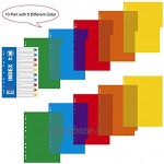 Intercalaires A4 10-Part Multicolore Diviseurs de Sujet en Plastique Séparateurs Registre pour Carnet Note Dossiers 5 Pack