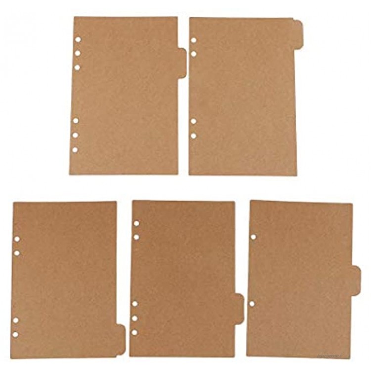 5 morceaux de papier à onglets Kraft A5 taille Index de cahier insère le papier de diviseur de planificateur avec 6 trous Mode traitée