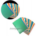 KANGIRU 20Pages A4 ColorfullyIndex Page Classifiés Lables Séparateurs à onglets en Plastique numéro imprimé en Couleur