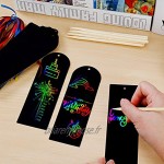 Marque-Pages Vierges Gratter 48 DIY Scratch Signet d’Artisanat Étiquettes Cadeaux avec Cordes Coloré et Bois Stylos pour les Lecteurs les Femmes et les Enfants