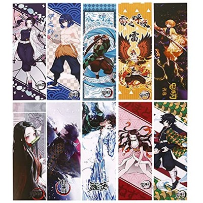 Saicowordist Ensemble de 10 Pièces Marque-pages Anime Jujutsu Kaisen Demon Slayer Marque-pages Imprimés Personnages de Dessins Animés Mini Cartes PapierDemon Slayer
