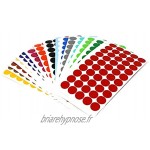 15 Mm 1800 lot de 100 supports adhésifs couleur : pastilles de chaque point d'autocollant motif cercles inventaire