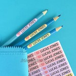 50 stickers autocollants personnalisés pour marquer des crayons et stylos pour la maternelle et l'école. Étiquettes adhésives avec nom personnalisé de 4,6 x 0,6 cm.