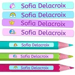 50 stickers autocollants personnalisés pour marquer des crayons et stylos pour la maternelle et l'école. Étiquettes adhésives avec nom personnalisé de 4,6 x 0,6 cm.