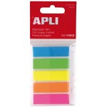 APLI 11912 Index adhésifs film 45 x 12 mm 5 couleurs fluorescentes 25 index par couleur Marque-pages fluo