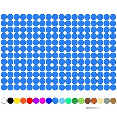 Lot de 100 pastilles adhésives rondes pour inventation 052 bleu azur 5 mm