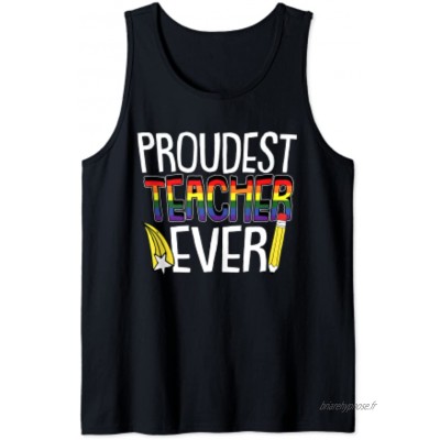 Proud Teacher Gay Pride Rainbow Flag LGBT-Q Ally Teaching Débardeur