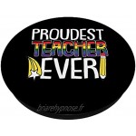 Proud Teacher Gay Pride Rainbow Flag LGBT-Q Ally Teaching PopSockets PopGrip Interchangeable