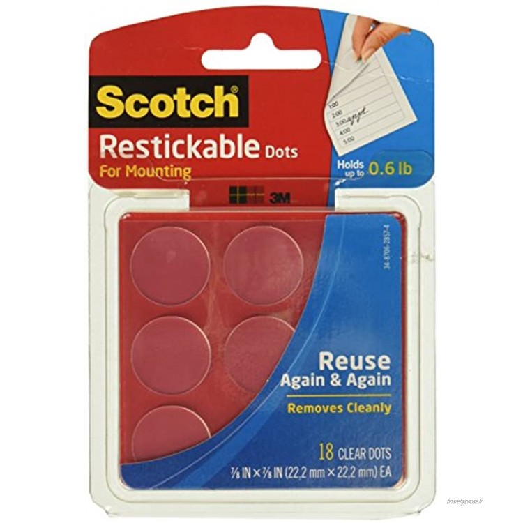 Scotch Restickable Dots-.875 18 Pkg