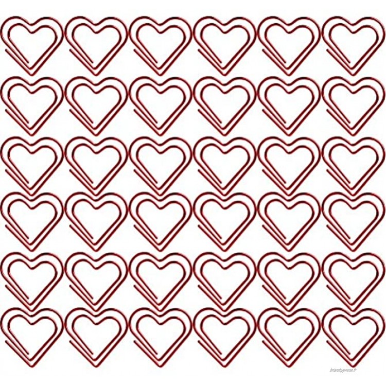 Toymytoy Amour en forme de cœur Paper clips Note Photo Panneau Clips Signet Clips papeterie Accessoires de bureau 100 Rouge